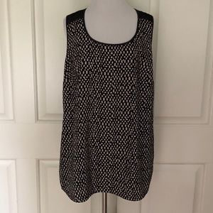 SILKY BLACK BEIGE MIX PRINT SLEEVELESS BLOUSE CAMI
